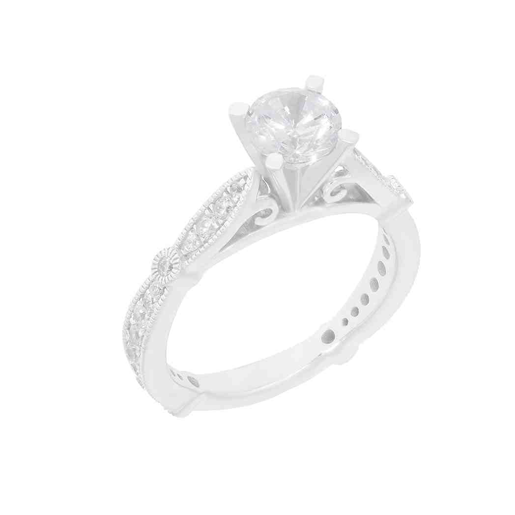 Engraved Princess Shaped Diamond Engagement Ring LR11642A